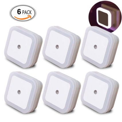 MLMSY Pack of 6 LED Night Light With Dusk to Dawn Automatic Sensor for Kids Room, Wall, Closet, Hallway (6 pack white)