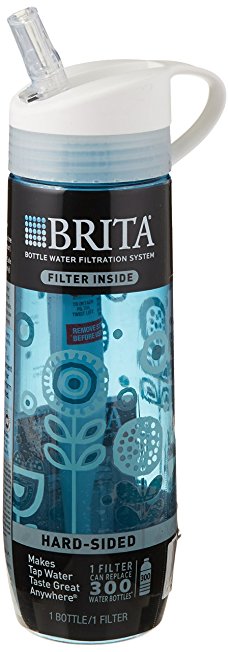 BRITA Water Filtration Water Bottles Sport 23oz (23.7 oz, Blue Flowers (Hard))