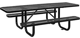 8' ADA Rectangular Picnic Table, Expanded Metal, Black (96" Long)