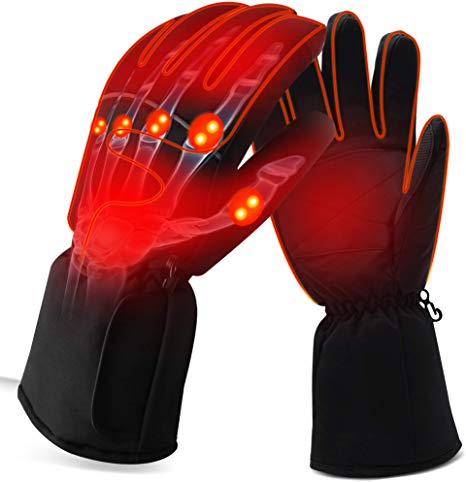 Winter Warm Electric Heated Gloves Battery Operated Motorcycle Heating Novelty Gloves Men Women Hunting Ski Camping Stylish Waterproof Cold Weather Gloves Outdoor Sports Hand Warmer