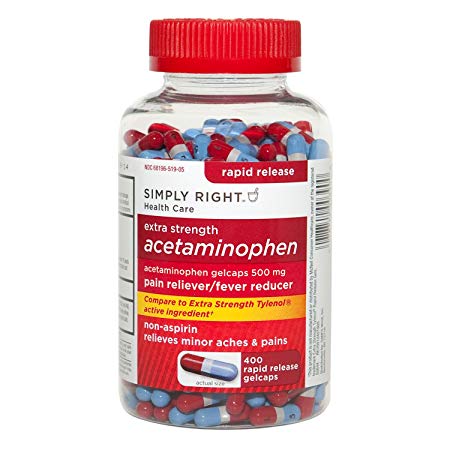 Simply Right Member's Mark Acetaminophen Extra Strength, Rapid Release Gelcaps/Compare to Extra Strength Tylenol Rapid Release Gelcaps (500 mg), 400 Count