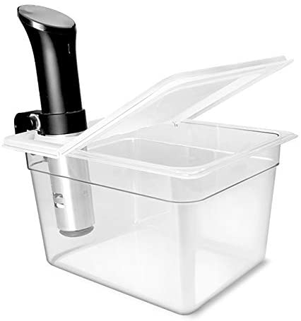 Everie Sous Vide Container 12 Quarts with Universal Collapsible Hinged Lid, Compatible with All Anova Models, Joule, Wancle, Instant Pot and Other Cookers, EVC-TY-PP