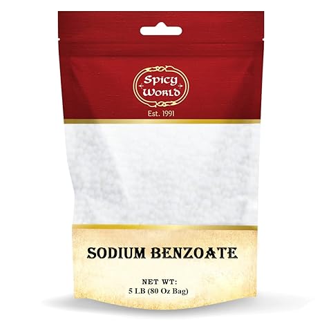 Spicy World Sodium Benzoate 5 LB (80 Oz) - 99% USP/FCC Grade, Additive and Preservative