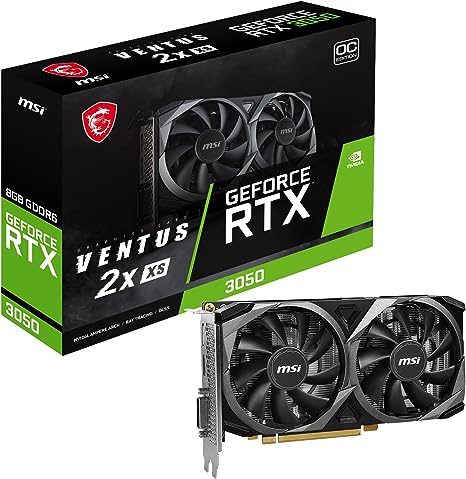 MSI GeForce RTX 3050 VENTUS 2X XS 8G OC Gaming Graphics Card - 8GB GDDR6, 1807 MHz, PCI Express Gen 4 x 8, 128-bit, 1x DP v 1.4a, HDMI 2.1 (Supports 4K)