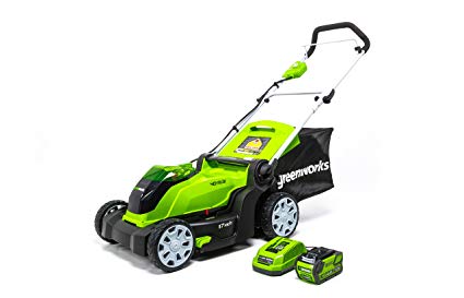 Greenworks 17-Inch 40V Cordless Lawn Mower, 4.0 AH Battery Included MO40B411