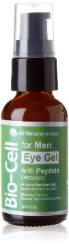 Mens Bio Cell Eye Gel - MADE IN CANDA - Professional 30 ml - Certified Organic 8226 Removes Dark Circles Puffiness and Bags Under Your Eyes With Peptide  Hyaluronic Acid  Plant Stem Cells - Will Boost Collagen - All Natural Anti aging Skin Care