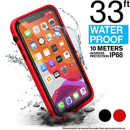 Waterproof Case for iPhone 11 Pro Max with Lanyard, Clear Back, Military Grade, 33ft Waterproof, 6.6ft Drop Proof, Built-in Screen Protector, for iPhone 11 Pro Max ONLY - Flame Red