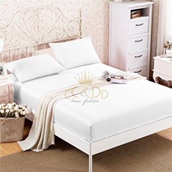 CC&DD-Fitted sheet,Velvety Brushed Microfiber,Twin-XL/Twin/Full/Queen/King (King, White)