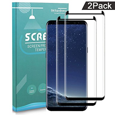 Samsung Galaxy S8 Screen Protector, AOFU Tempered Glass 3D Touch Compatible,9H Hardness,Bubble (2 Pack)-A