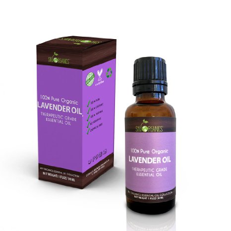 Best Lavender Essential Oil By Sky Organics-100 Organic Pure Therapeutic French Lavender Oil For Diffuser Aromatherapy Headache Pain Meditation Anxiety Sleep-Perfect For Candles and Massage 1oz