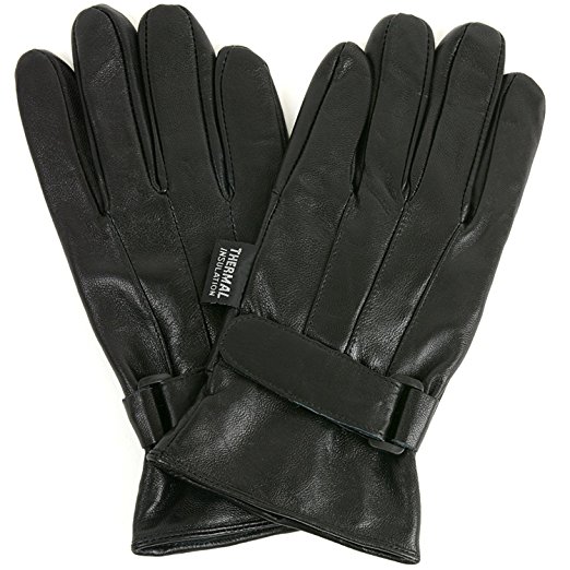 Alpine Swiss Men’s Gloves Dressy Genuine Leather Warm Thermal Lined Wrist Strap