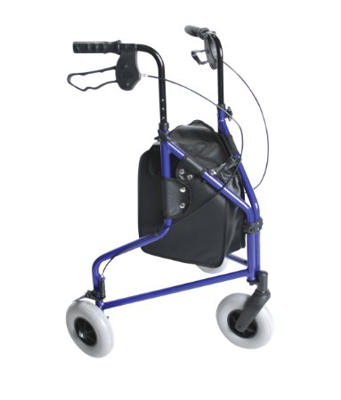 Days 240L Lightweight Aluminium Folding 3 Wheel Tri Walker with Locakble Brakes and Carry Bag - Blue