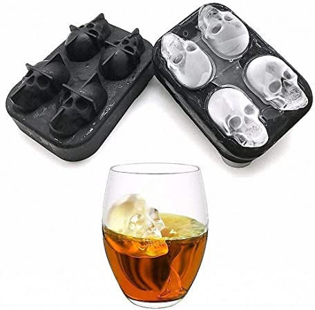 Skull Shaped Whisky Cocktail Ice Cubes Tray Silicone Mold Candy Ice Cream Mold Pudding Soap Ice Moulds Halloween gift