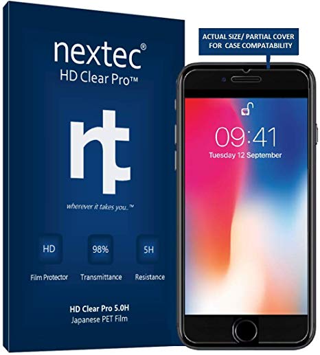 nextec iPhone 8 Screen Protector Glass, (2 Pack) Apple iPhone 8 Tempered Glass Screen Protector iPhone 8 (HD Clear Pro2 9.0H) 3D Touch/Case Compatible - Corning Gorilla Glass