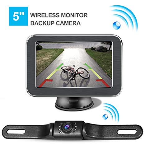 Wireless Backup Camera with Monitor System 5'' LCD Wireless Monitor Rearview Revering Rear View Back up Camera for Backing Parking Car Vehicle E5 eRapta