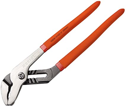 KSEIBI 141425 Water Pump Pliers 12 Inch Angle Nose Slip Joint Pipe Wrench with PVC Non-Slip Handle