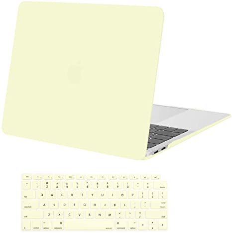 MOSISO MacBook Air 13 inch Case 2020 2019 2018 Release A2337 M1 A2179 A1932, Plastic Hard Shell Case & Keyboard Cover Only Compatible with MacBook Air 13 inch with Retina Display, Cream Yellow