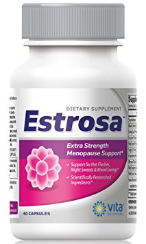 Estrosa Menopause Relief Formula for Hot Flashes, Bloating, Weight Gain and Mood Swings. Natural Black Cohosh and Age-Defying Resveratrol and more.60 ct.