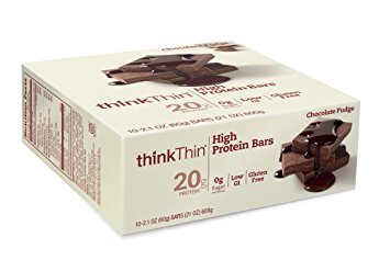 thinkThin High Protein Bars, Chocolate Fudge, 2.1 Ounce (pack of 10)