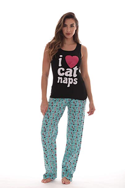 Just Love 100% Cotton Women Pajama Ribbed Tank & Jersey Pant Sets