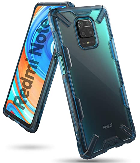 ringke fusion-x for xiaomi redmi note 9 pro/redmi note 9 pro max/poco m2 pro case back cover [military drop tested] transparent hard pc back tpu bumper impact resistant protection - space blue - Blue; Transparent