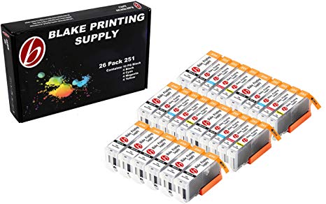 26 Pack Blake Printing Supply CLI-251XL 251 XL PGI-250XL 250 XL Ink Cartridges for Canon PIXMA iP7220 iX6820 MG5420 MG5422 MG5520 MG5522 MG5620 MG5622 MG6420 MG6620 MX722 MX922