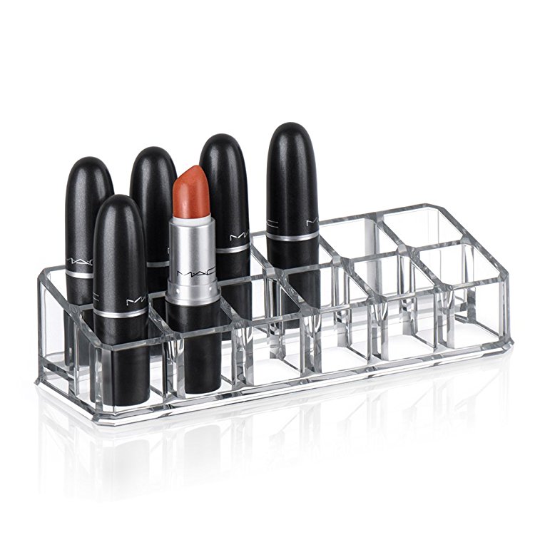 TWING Premium Acrylic Lipstick Organizer 12 Slot Storage Super Crystal, Unbreakable Lipsitck Storage (#12)