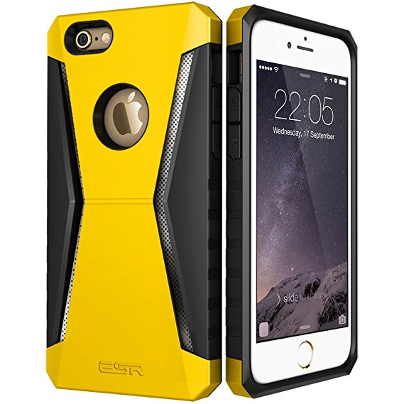 iPhone 6s/6 Case, ESR Three Layer Heavy Duty Shockproof Protective Case [Metal Design] [Matte Silicone Back   Thickened TPU Bumper] for iPhone 6s/6 4.7"(Racer_Yellow)