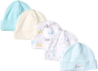 GERBER Baby Girls' 5-Pack Caps