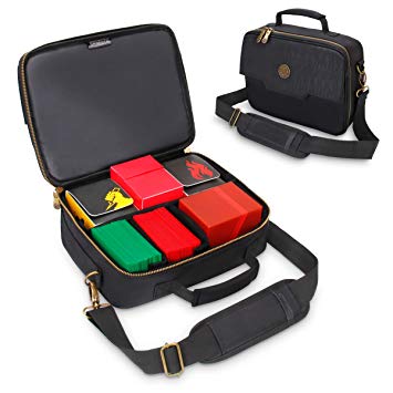 ENHANCE MTG Card Box Storage Case - Deck Holder Card Carrying Case Bag Compatible with Magic The Gathering, Pokemon, Cards Against Humanity - Pencil Loops, Pocket for Dice, Tokens