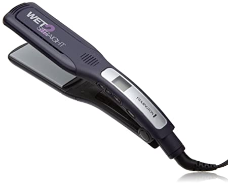 Remington S8001G Wet 2 Straight Wide Plate Wet/Dry Ceramic Hair Straightening Iron with Tourmaline, 2 Inch, Purple