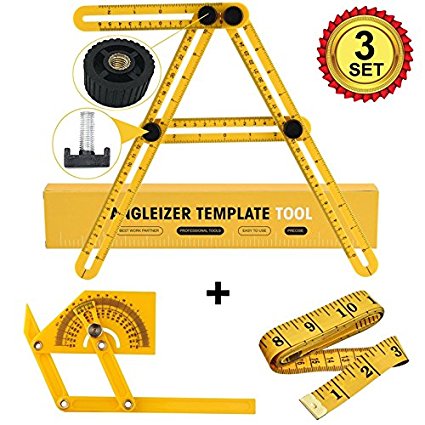Multi Angleizer Ruler & Protractor & Measurement tape, Angle Template Tool Finder - 3 SET Bundle