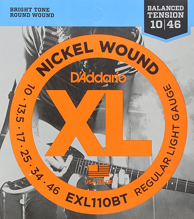 D'Addario EXL110BT Nickel Wound Electric Guitar Strings, Balanced Tension Regular Light, 10-46