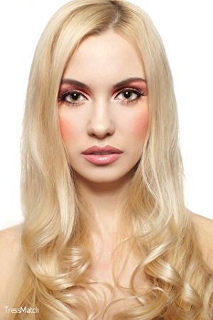 TRESSMATCH 20"-22" Remy (Remi) Human Hair Clip in Extensions Light/Bleach Blonde (Color #613) 9 Pieces(pcs) Thick to Ends Full Head Set [Weight:4.4oz/125grams) …