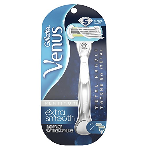 Gillette Venus Platinum Extra Smooth Metal Handle Women's Razor & 2 Refills