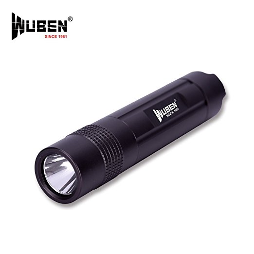 WUBEN LED Flashlight，USB Rechargeable Torch Waterproof IPX-8 Torch Aluminum with Super Bright 260 Lumens CREE LEDs, 600mAh 14500Li-ion Battery for Camping and Hiking, Black