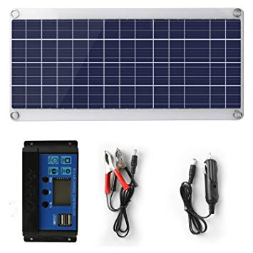 Solar Panel 25W 18V 12V Bendable Flexible,Solar Car Battery Charger Maintainer Portable Trickle Charger with Cigarette Lighter Plug,Charging Clip Line for Motorcycle RV Boat with 10A Charge Controller