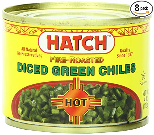 Hatch Diced Hot Green Chilies, 4-Ounce (Pack of 8)