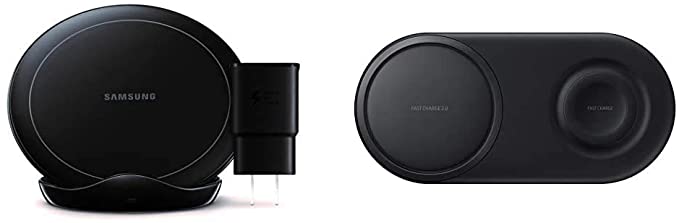 Samsung Qi Certified Fast Charge Wireless Charger Stand (2019 Edition) with Cooling Fan & Samsung Wireless Charger Duo Pad, Fast Charge 2.0 (US Version with Warranty) - Black