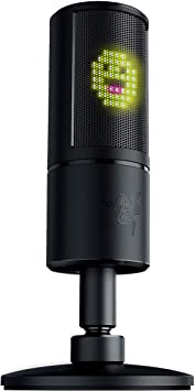 Razer Seiren Emote Streaming Microphone: 8-bit Emoticon LED Display - Stream Reactive Emoticons - Hypercardioid Condenser Mic - Built-in Shock Mount - Height & Angle Adjustable Stand - Classic Black