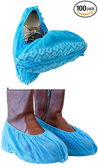 Blue Shoe Guys Premium Disposable Boot & Shoe Covers | Heavy Duty, Non-Slip, Recyclable, Indoor/Outdoor | 100-Pack (Extra Large - US Men's 11 )