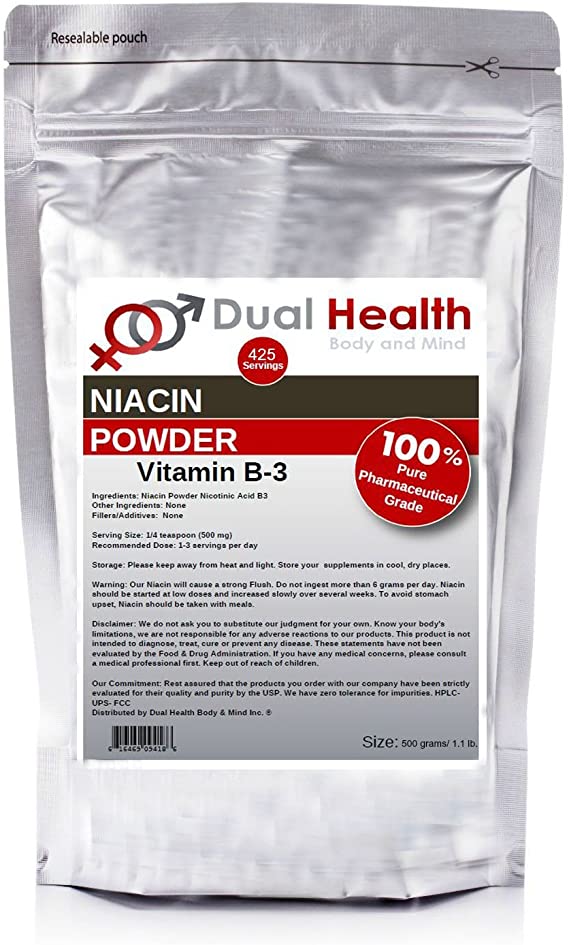 Pure Niacin (500 Grams (1.1 lb)) Vitamin B3 Nicotinic Acid Powder Bulk Supplements