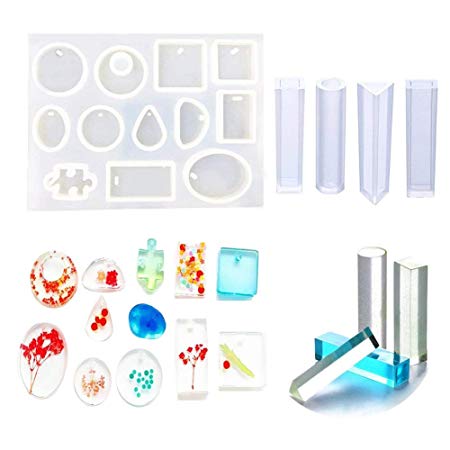 Jatidne Silicone Resin Moulds for Jewellery Making Epoxy Resin Moulds 16 Designs with Hanging Hole Jewellery Moulds for Resin DIY Craft