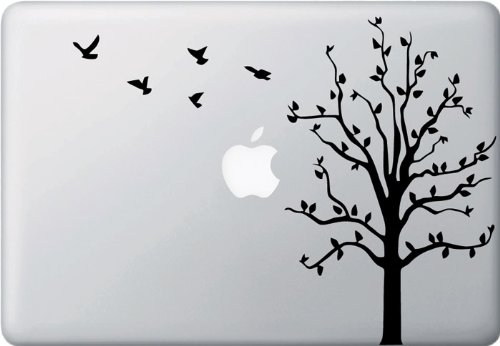 Apple Tree with Birds - Macbook or Laptop Decal (Black)