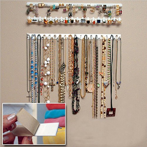 OUYANG 9 in 1 Adhesive Paste Wall Hanging Storage Hooks Jewelry Display Organizer Necklace Hanger