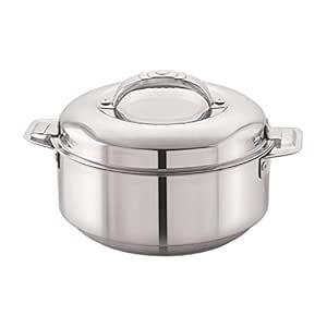 Cello Maxima Stainless Steel Double Walled Insulated Casserole, (Silver, 2000ml)