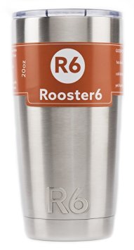 Rooster6 20oz Vacuum Sealed Stainless Steel Tumbler with Lid, Great for Tea, Coffee, Smoothies, Mixed Drinks
