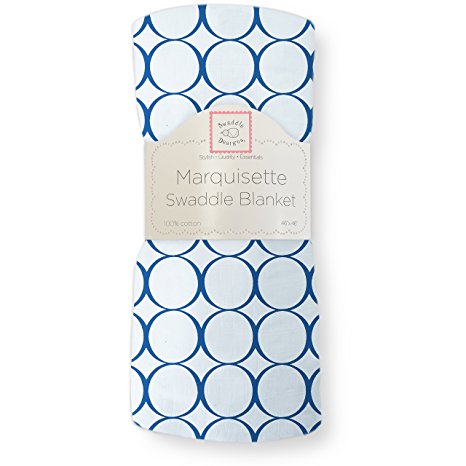 SwaddleDesigns Marquisette Swaddling Blanket, Premium Cotton Muslin, True Blue Jewel Tone Mod Circles