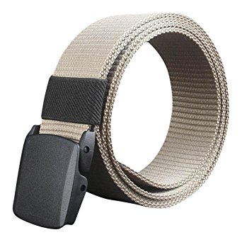 AMA(TM)Mens Canvas Military-Style Web Belt Woven Belt with Flip-Top Automatic Buckle