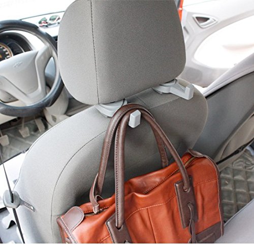 2 Pcs Car Vehicle Seat Headrest Shopping Bag Coat Hanging Hanger Hook (Gray)